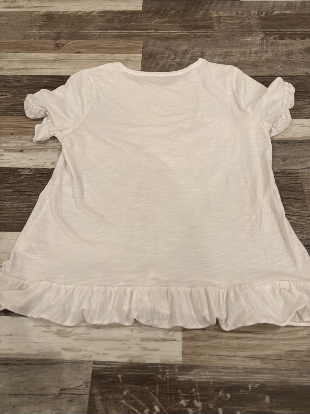 Talbots White Short-Sleeve Ruffle Hem Tee - Picture 5 of 5